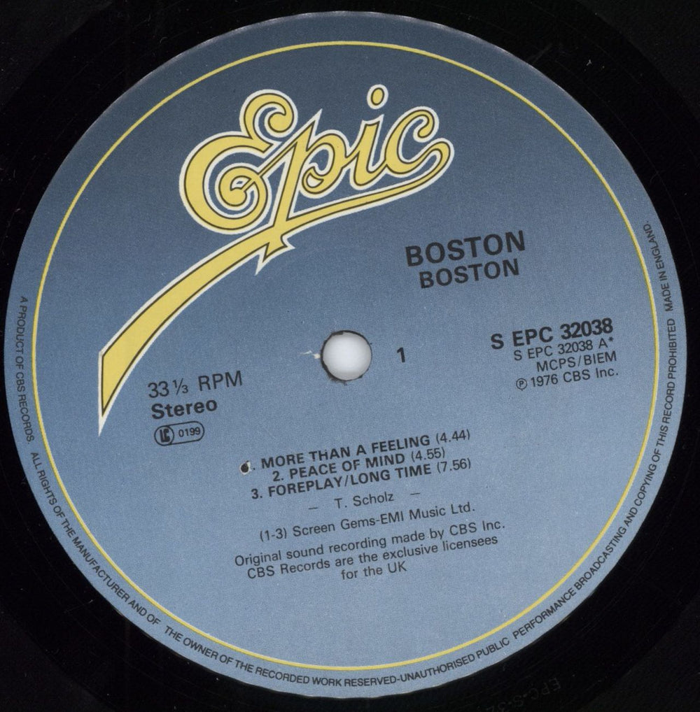 Boston Boston - Blue label UK vinyl LP album (LP record) BOSLPBO792194