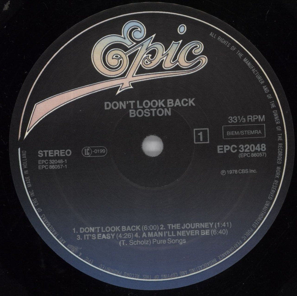 Boston Don't Look Back Dutch vinyl LP album (LP record) BOSLPDO824014