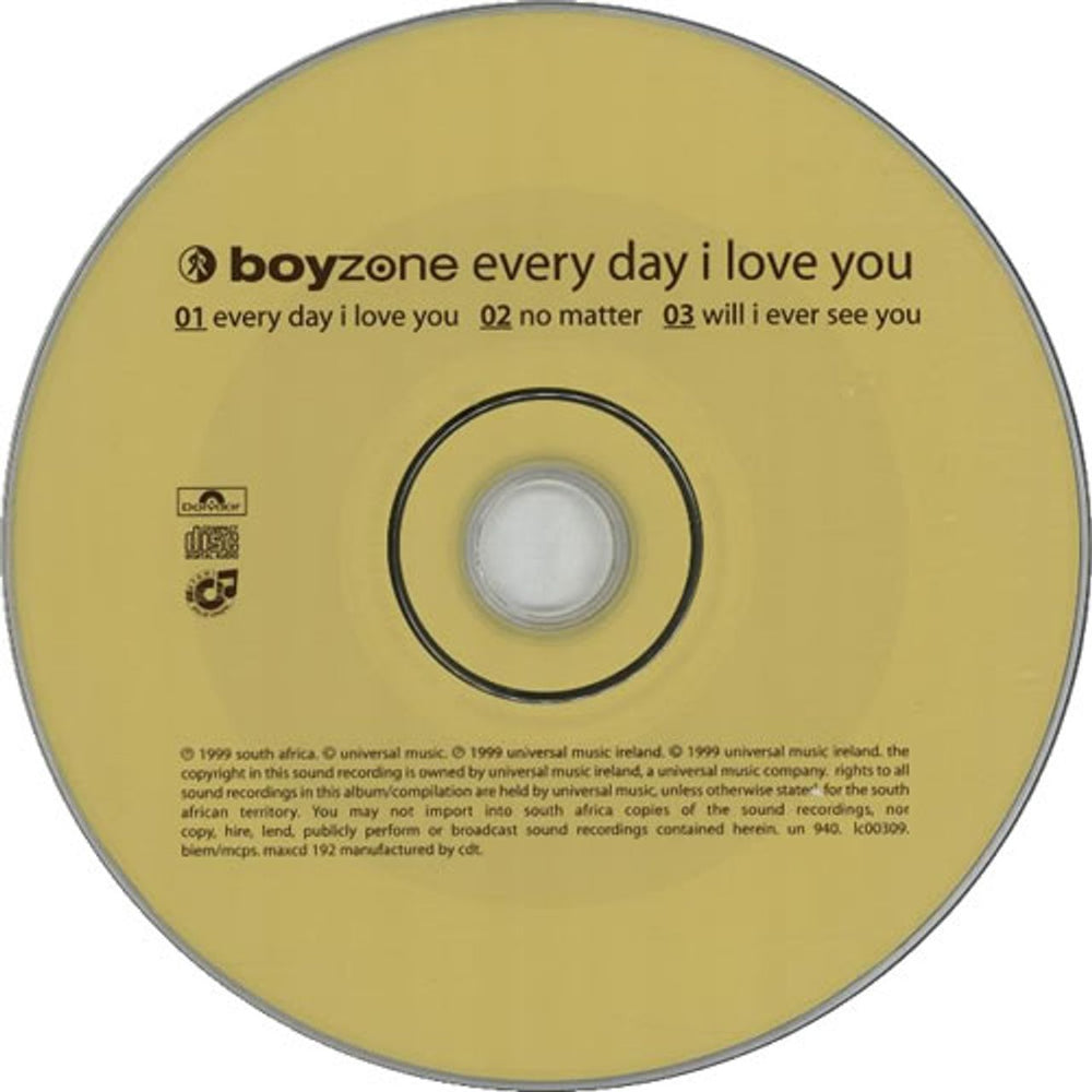 Boyzone Every Day I Love You South African CD single (CD5 / 5") BYZC5EV152275