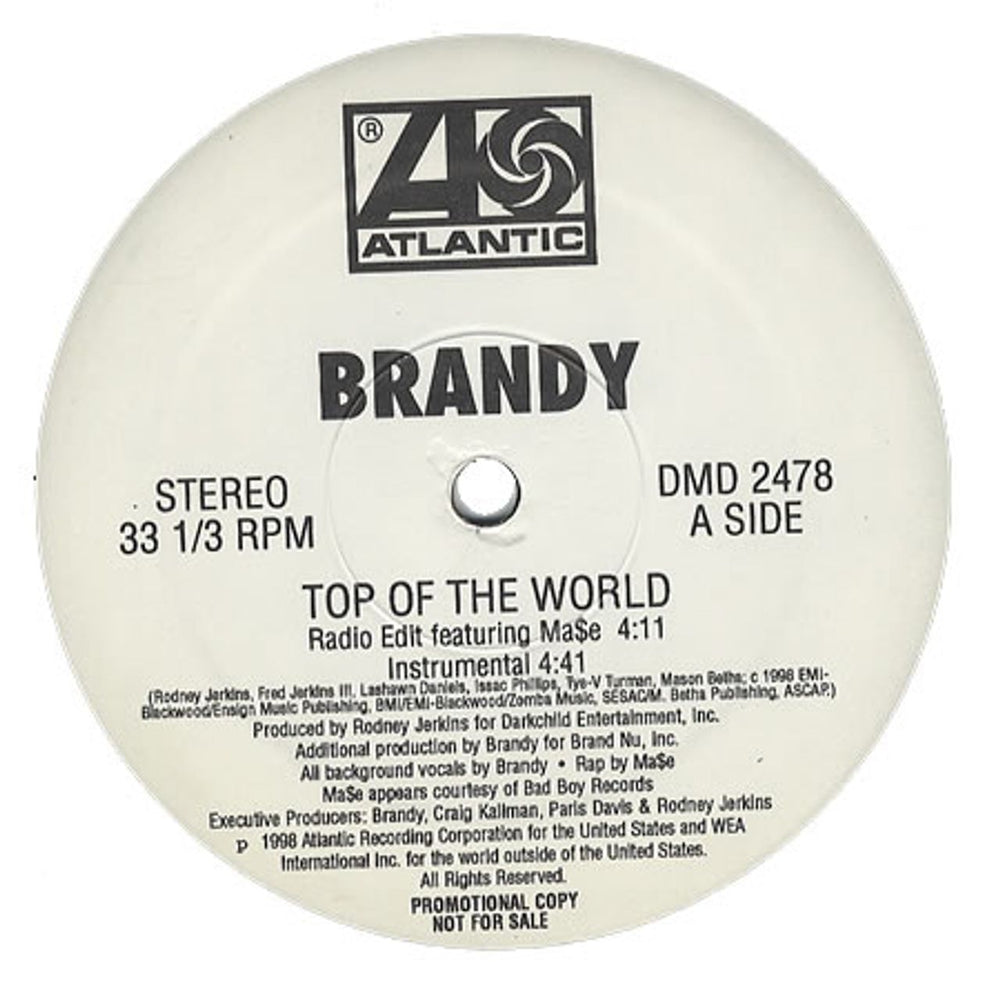 Brandy Top Of The World US Promo 12" vinyl single (12 inch record / Maxi-single) DMD2478