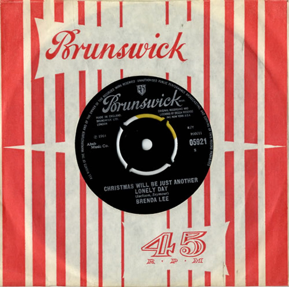 Brenda Lee Christmas Will Be Just Another Lonely Day UK 7" vinyl single (7 inch record / 45) 05921