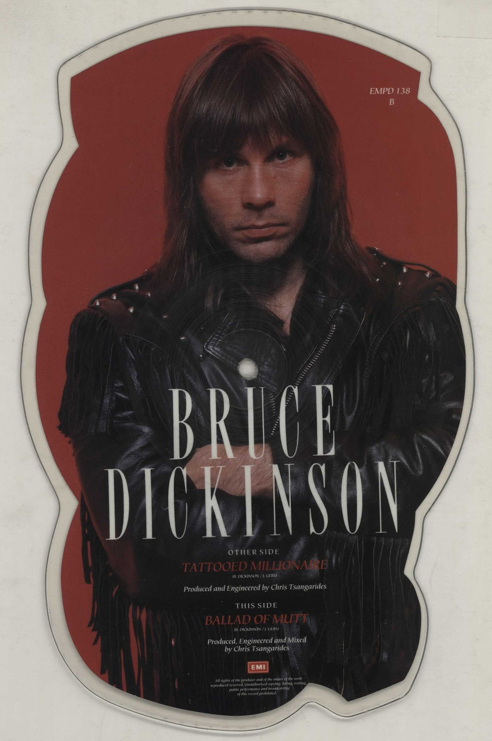 Bruce Dickinson Tattooed Millionaire UK shaped picture disc (picture disc vinyl record)