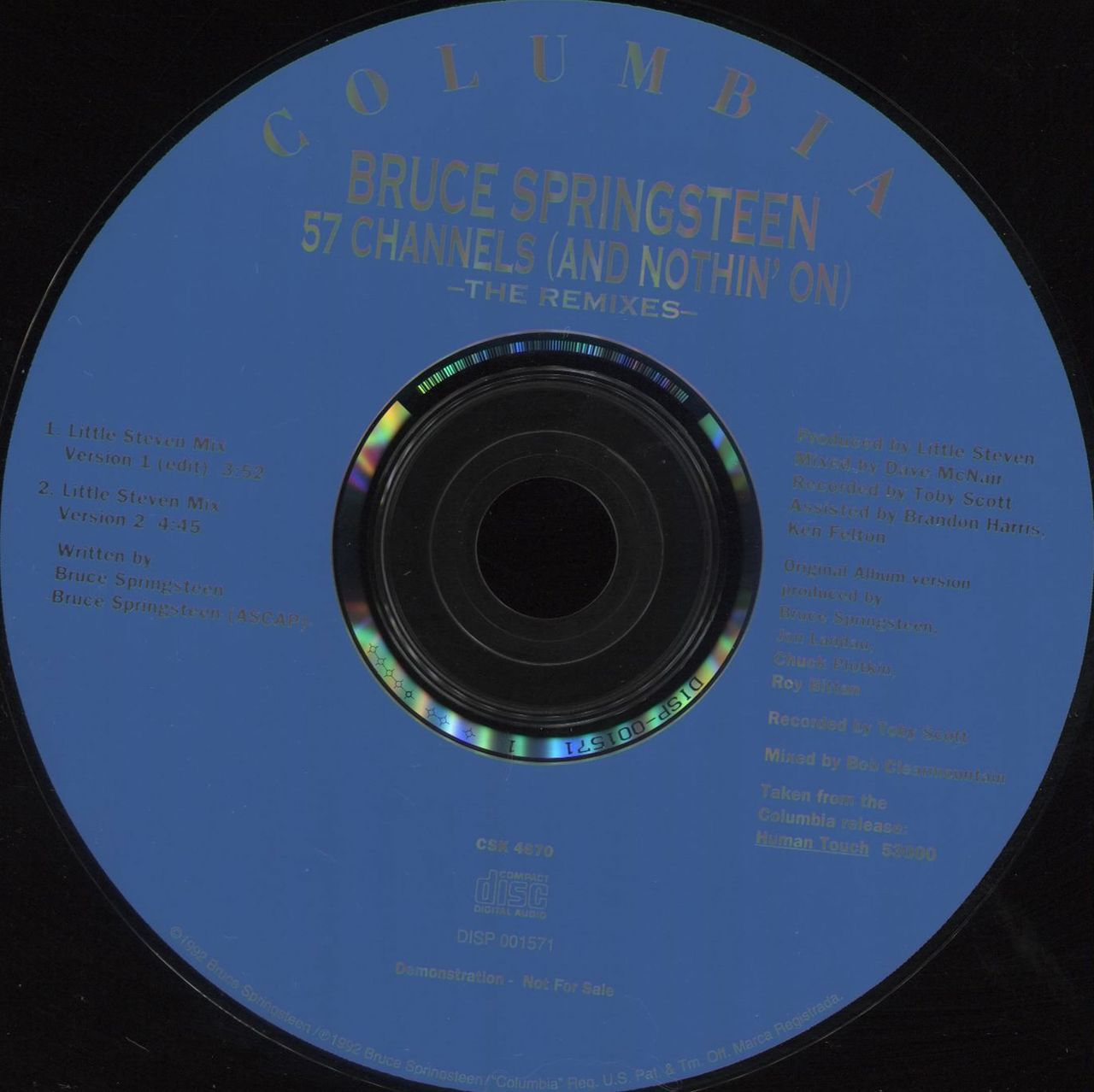 Bruce Springsteen 57 Channels - The Remixes US Promo CD