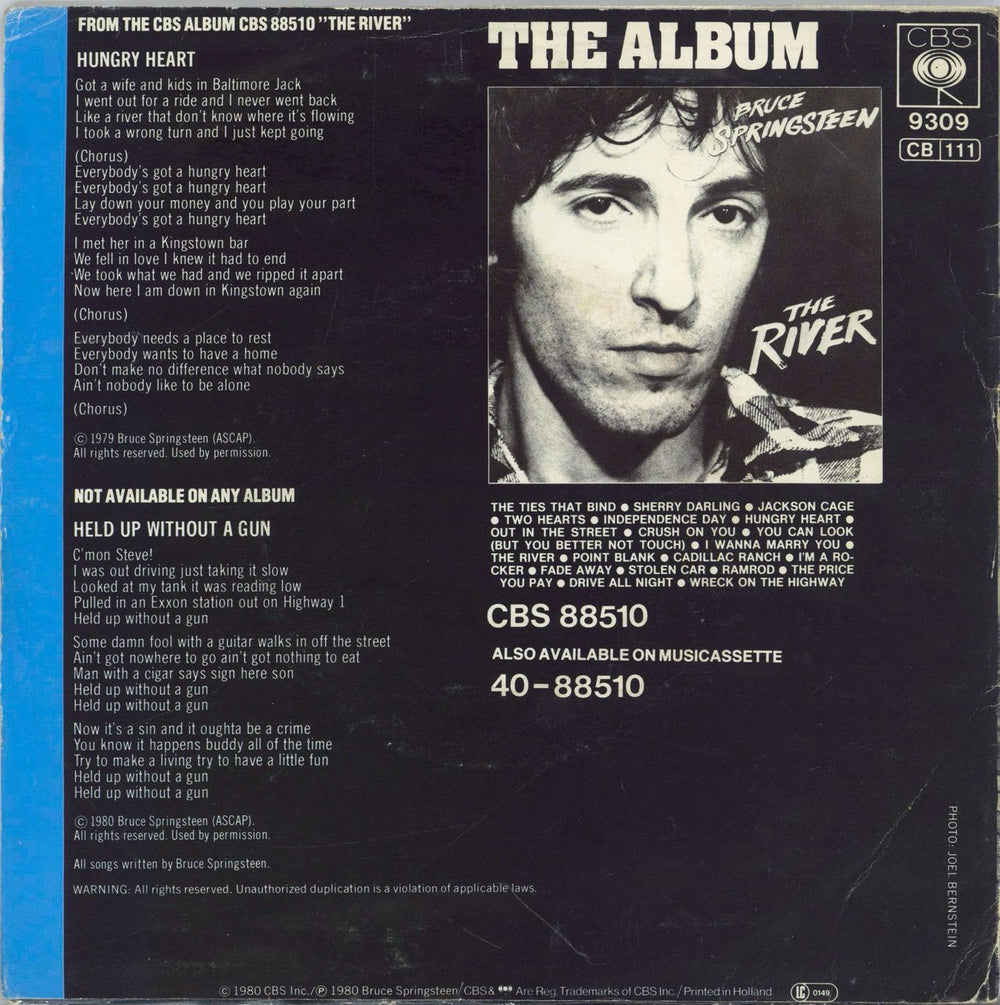 Bruce Springsteen Hungry Heart Dutch 7" vinyl single (7 inch record / 45)