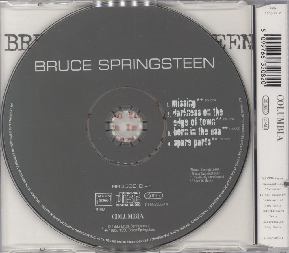 Bruce Springsteen Missing Austrian CD single (CD5 / 5") 5099766350820