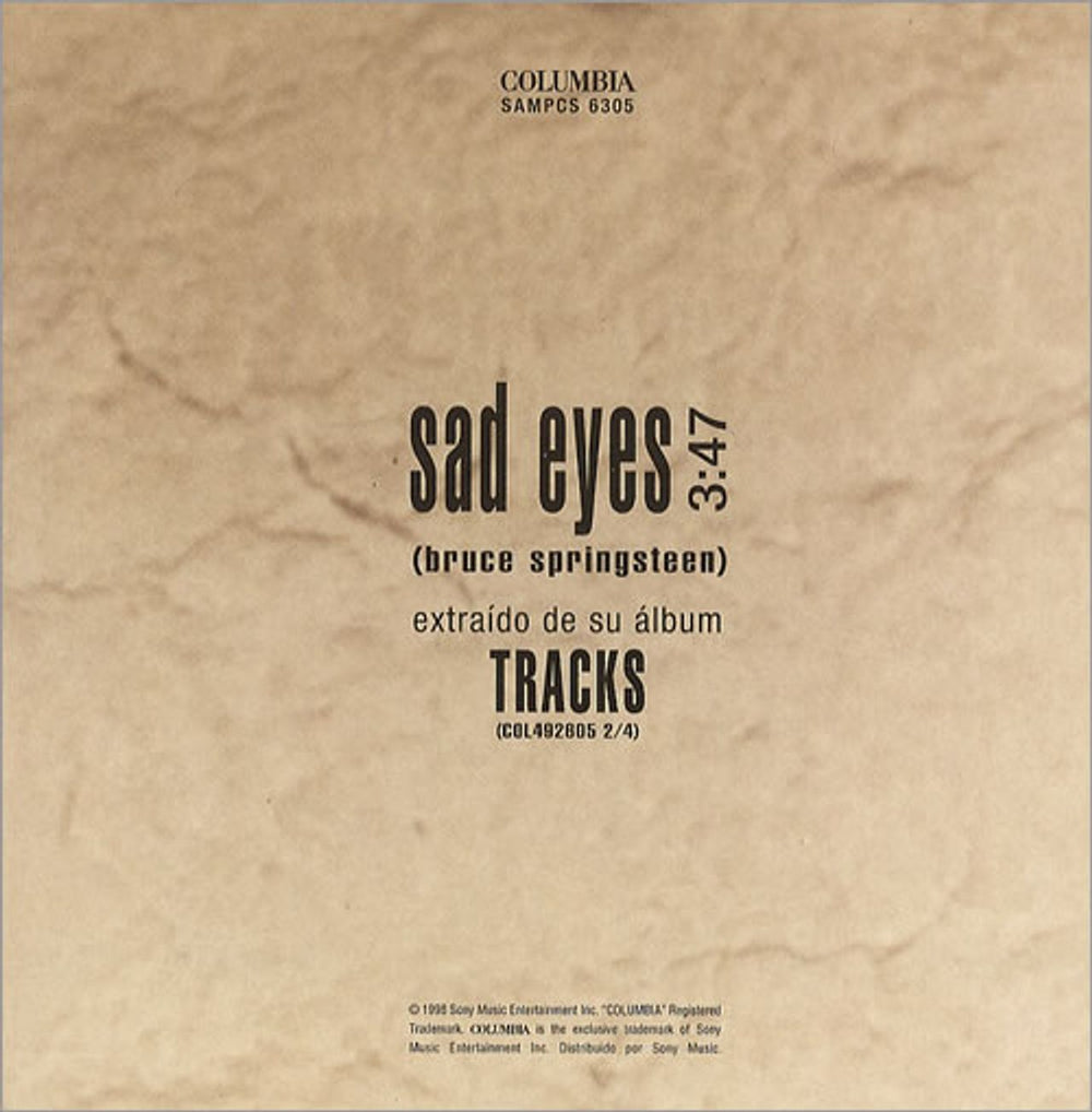 Bruce Springsteen Sad Eyes Spanish Promo CD single (CD5 / 5") SPRC5SA127505