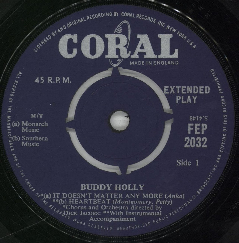 Buddy Holly Buddy Holly EP - Round Centre UK 7" vinyl single (7 inch record / 45) BDH07BU127785