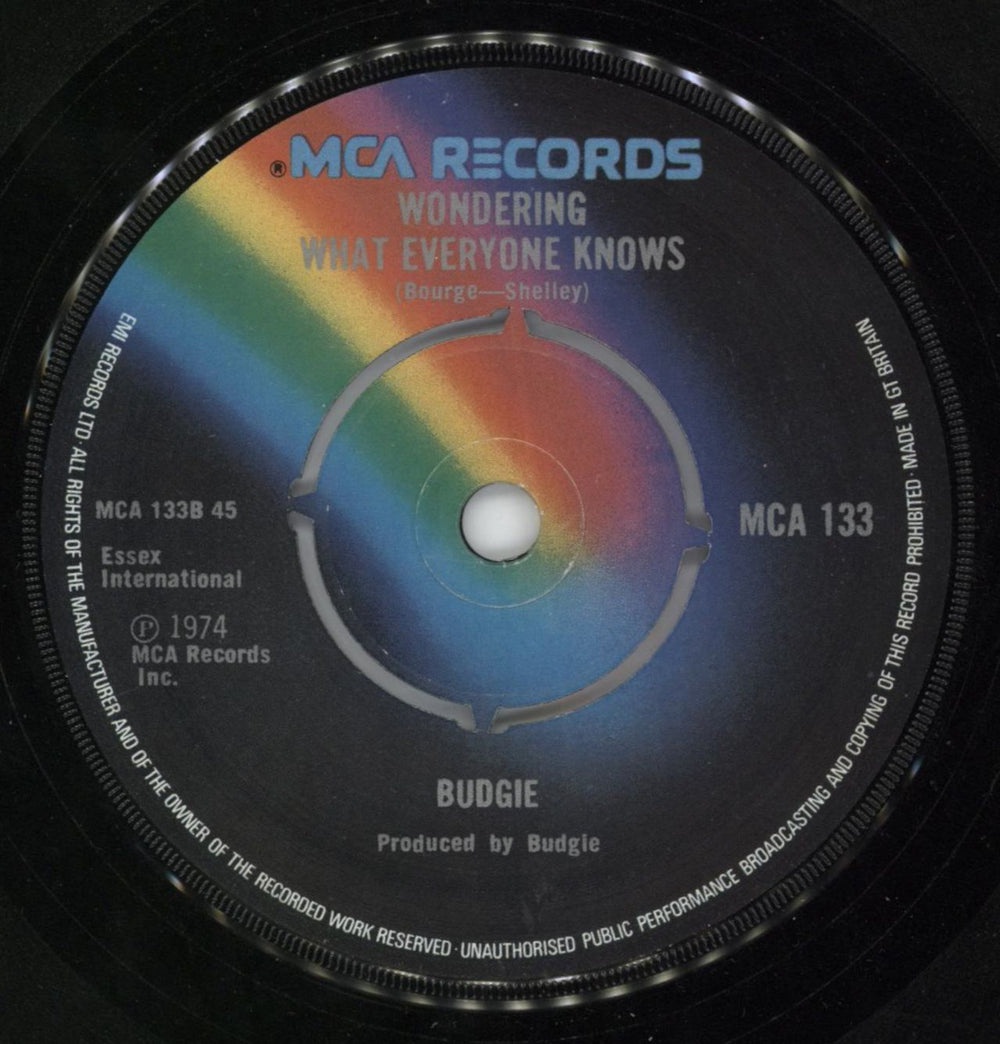 Budgie Zoom Club UK 7" vinyl single (7 inch record / 45) MCA133