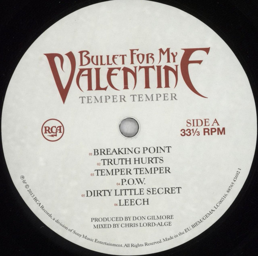 Bullet For My Valentine Temper Temper UK vinyl LP album (LP record) BMULPTE825412