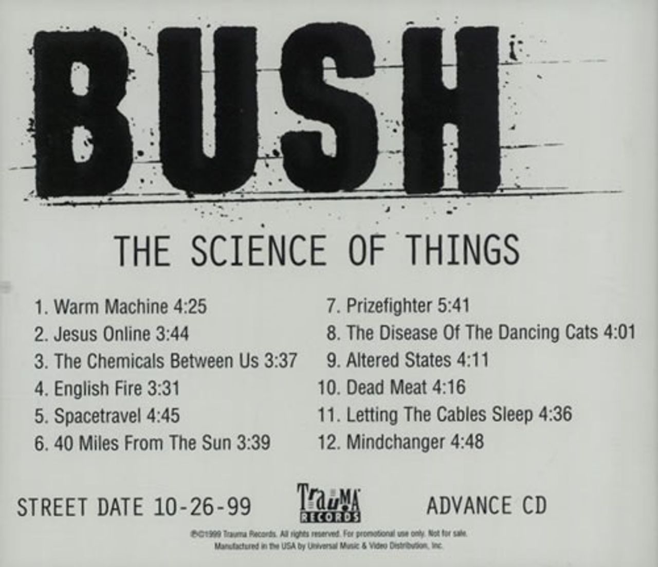 Bush The Science Of Things US Promo CD album — RareVinyl.com