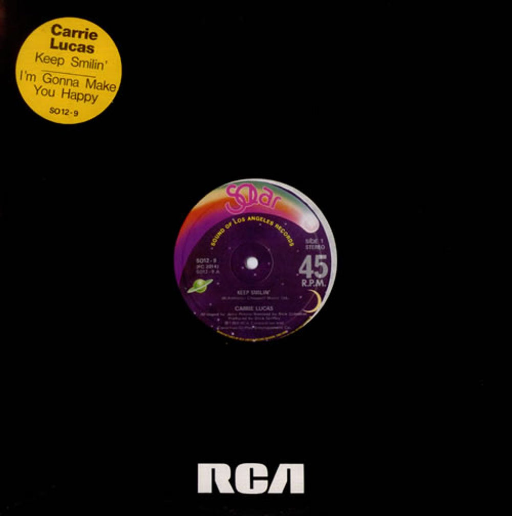 Carrie Lucas Keep Smilin' UK 12" vinyl single (12 inch record / Maxi-single) SO12-9