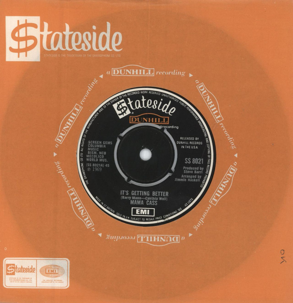 Cass Elliot It's Getting Better - 4pr UK 7" vinyl single (7 inch record / 45) SS8021