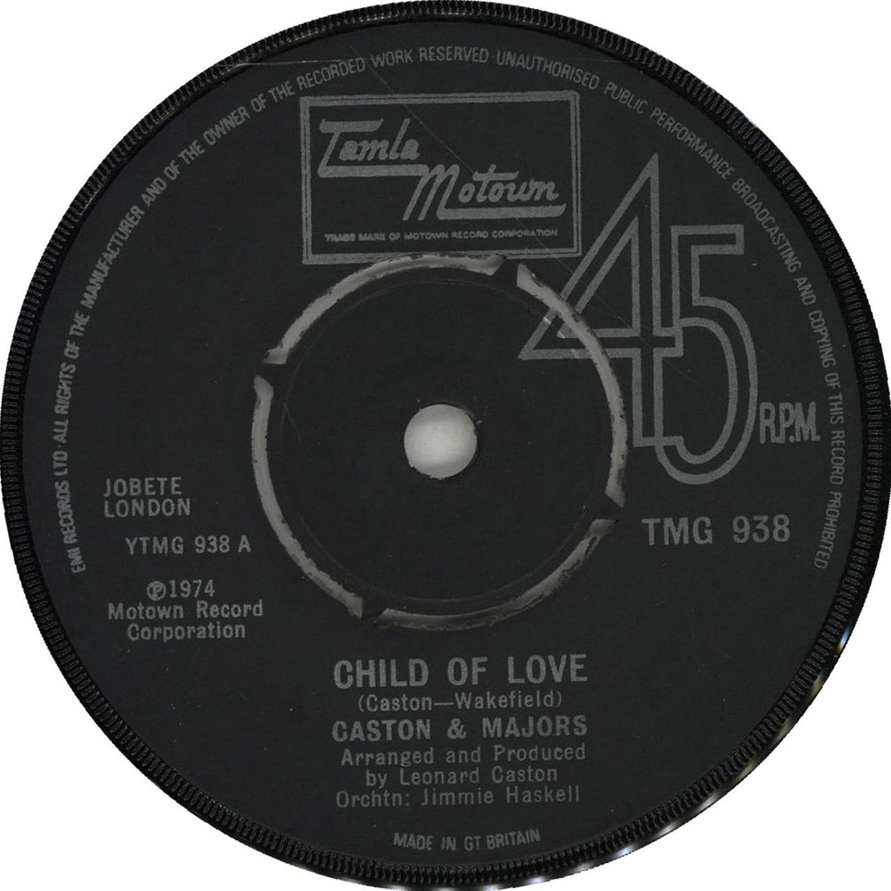 Caston & Majors Child Of Love UK 7" vinyl single (7 inch record / 45) TMG938