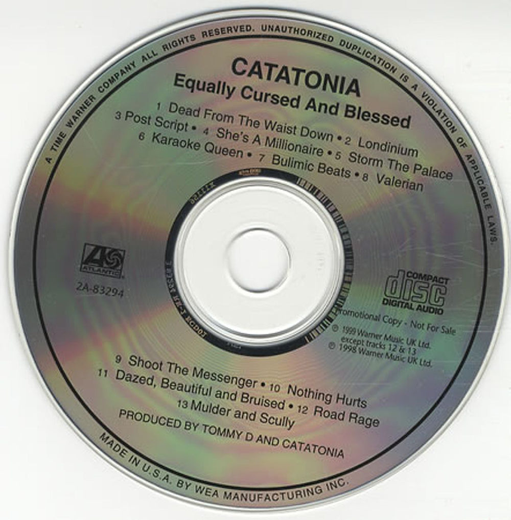 Catatonia Equally Cursed & Blessed US Promo CD album (CDLP) 2A-83294