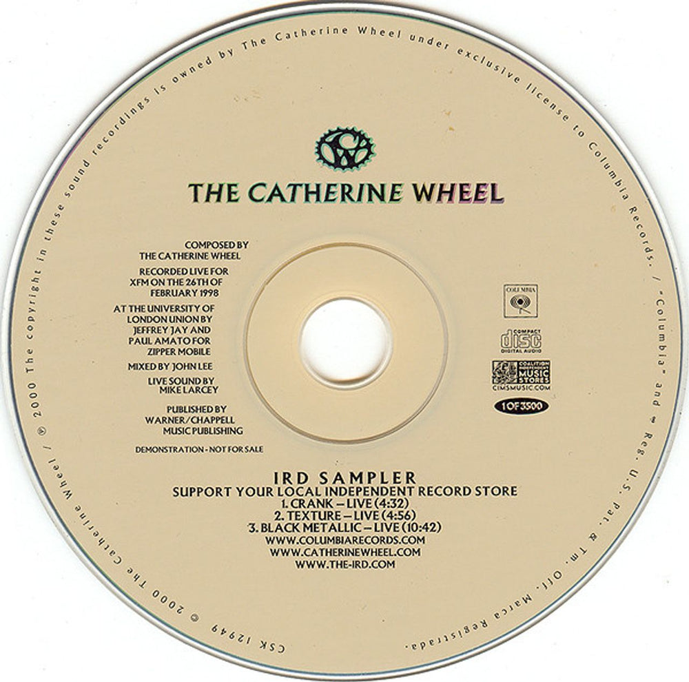 Catherine Wheel IRD Sampler US Promo CD single (CD5 / 5") CTHC5IR167150