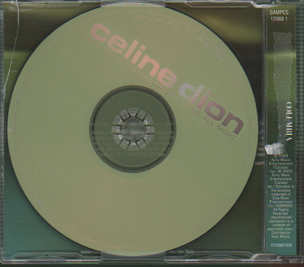 Celine Dion I Drove All Night European Promo CD single (CD5 / 5") CELC5ID235381