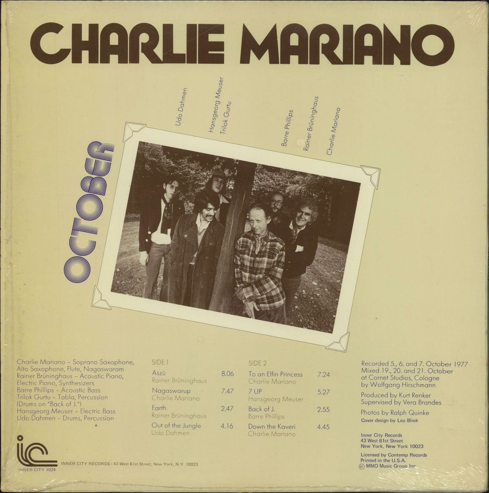 Charlie Mariano October - shrink US vinyl LP album (LP record)