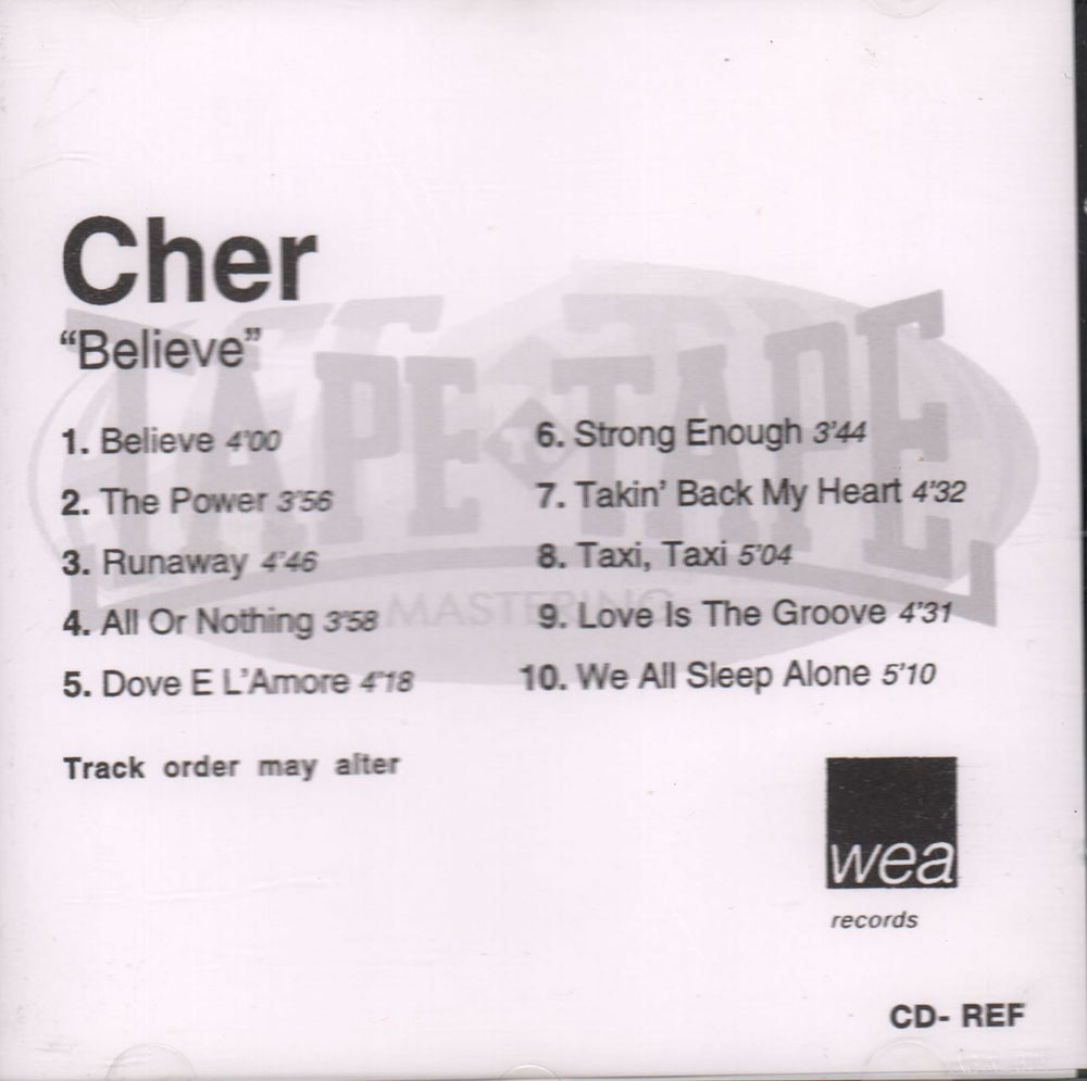 Cher Believe UK CD-R acetate CD ACETATE