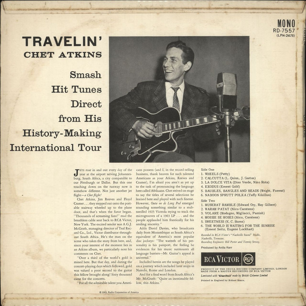 Chet Atkins Travelin' UK vinyl LP album (LP record)