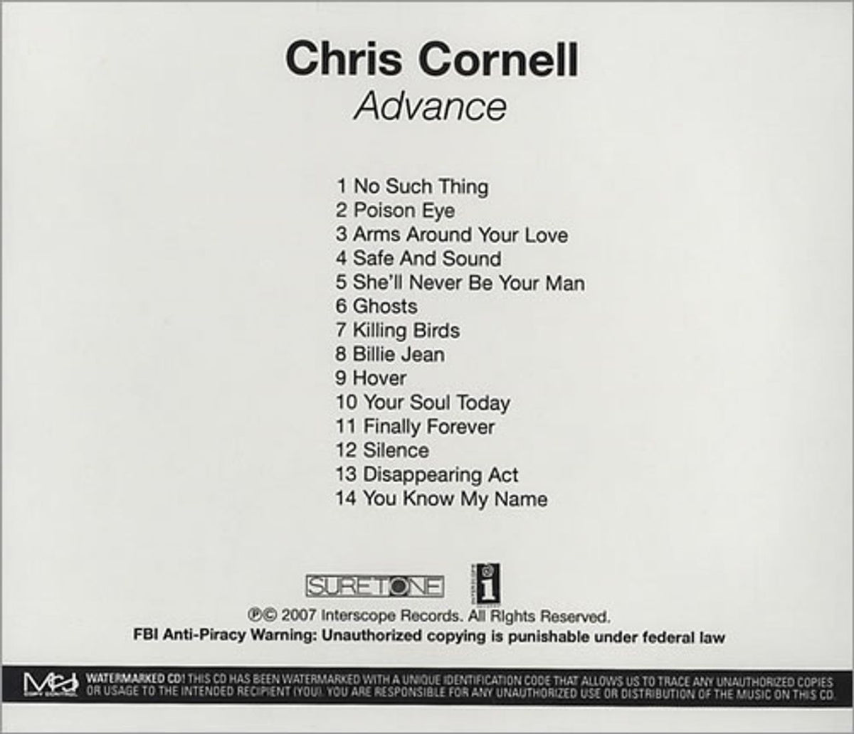 Chris Cornell Carry On US Promo CD-R acetate — RareVinyl.com