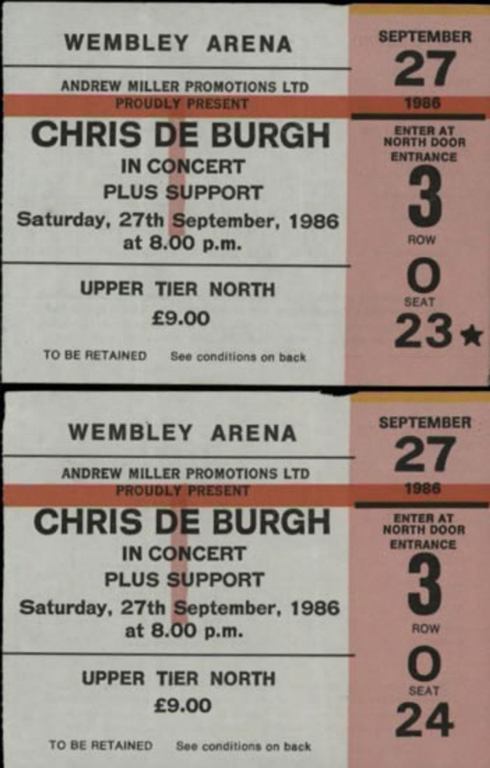 Chris De Burgh Into The Light - Europe '86 Tour + Ticket Stubs UK tour programme BURTRIN587002