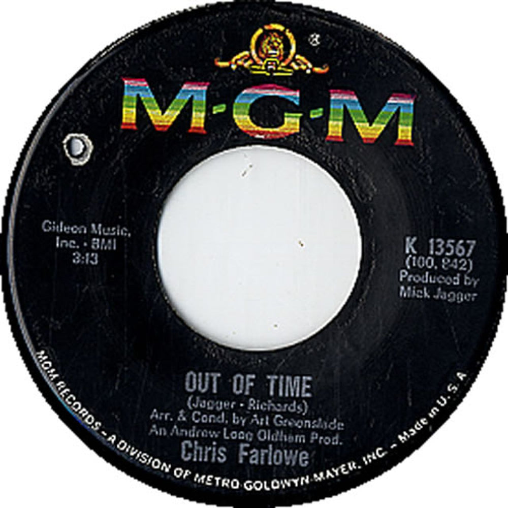 Chris Farlowe Out Of Time US 7" vinyl single (7 inch record / 45) K13567