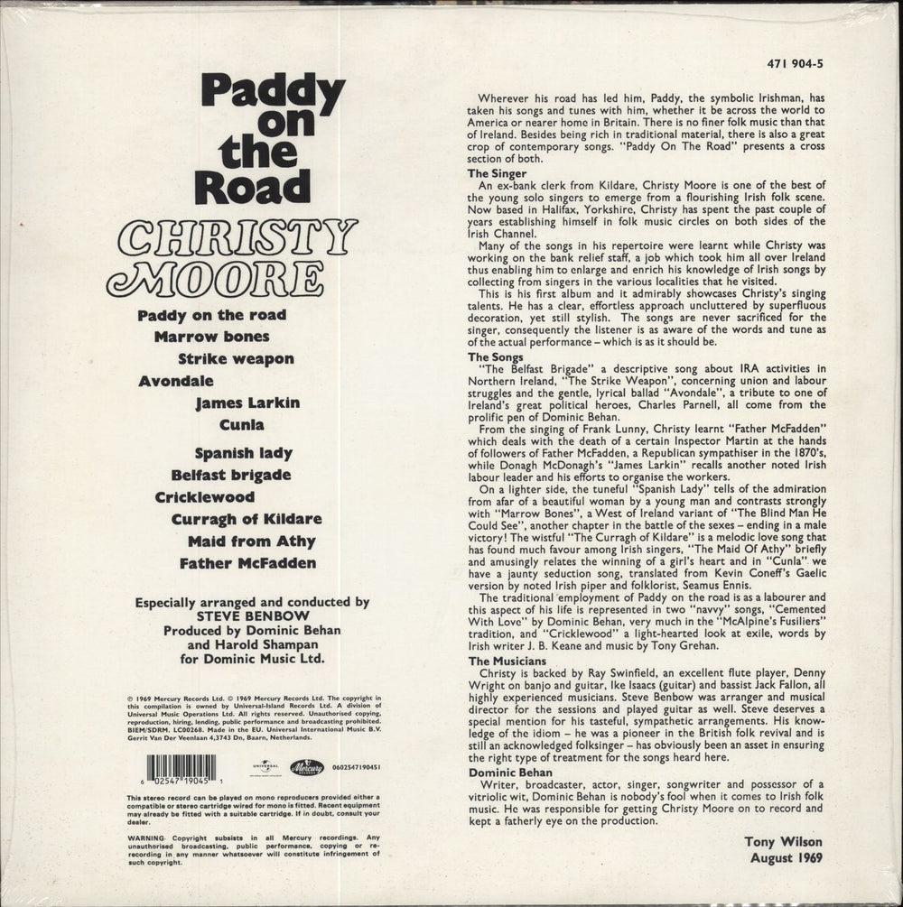 Christy Moore Paddy On The Road - 180gm - Sealed Dutch vinyl LP album (LP record) 602547190451