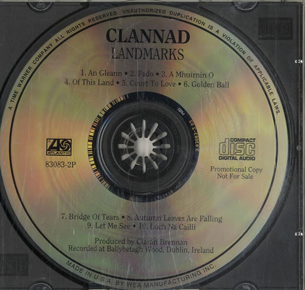 Clannad Landmarks US Promo CD album (CDLP) 83083-2P