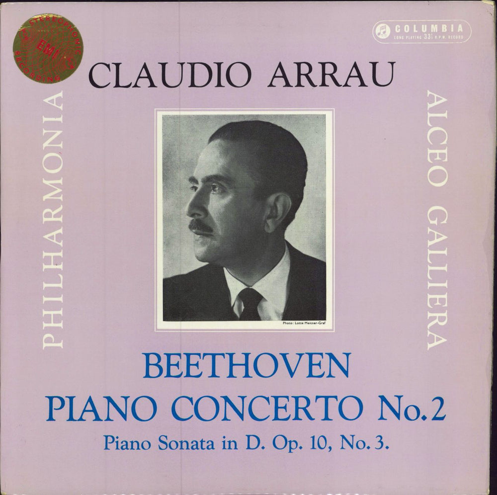 Claudio Arrau Beethoven: Piano Concerto No. 2 / Piano Sonata In D. Op. 10, No. 3 UK vinyl LP album (LP record) SAX2346