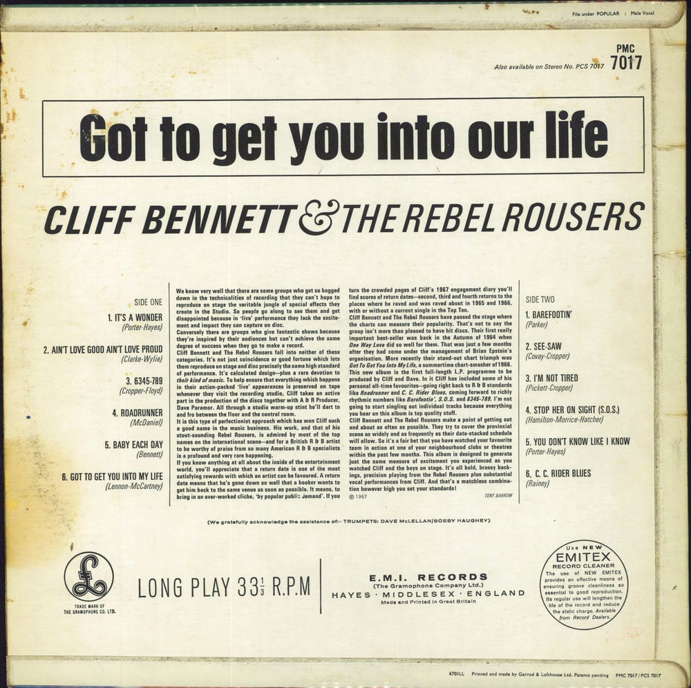 Cliff Bennett And The Rebel Rousers Got To Get You Into Our Life - VG UK vinyl LP album (LP record)