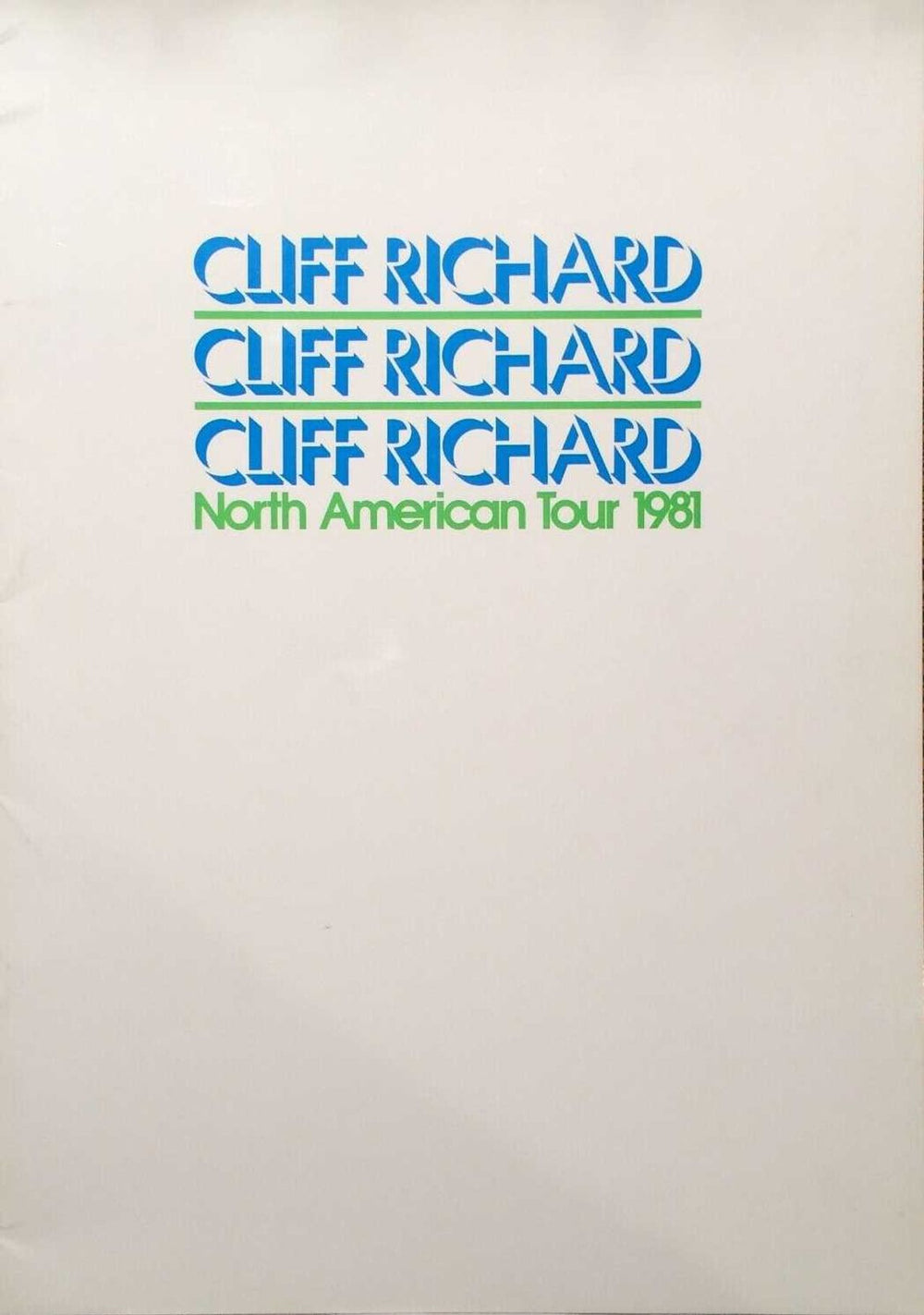 Cliff Richard North American Tour 1981 US tour programme TOUR PROGRAMME