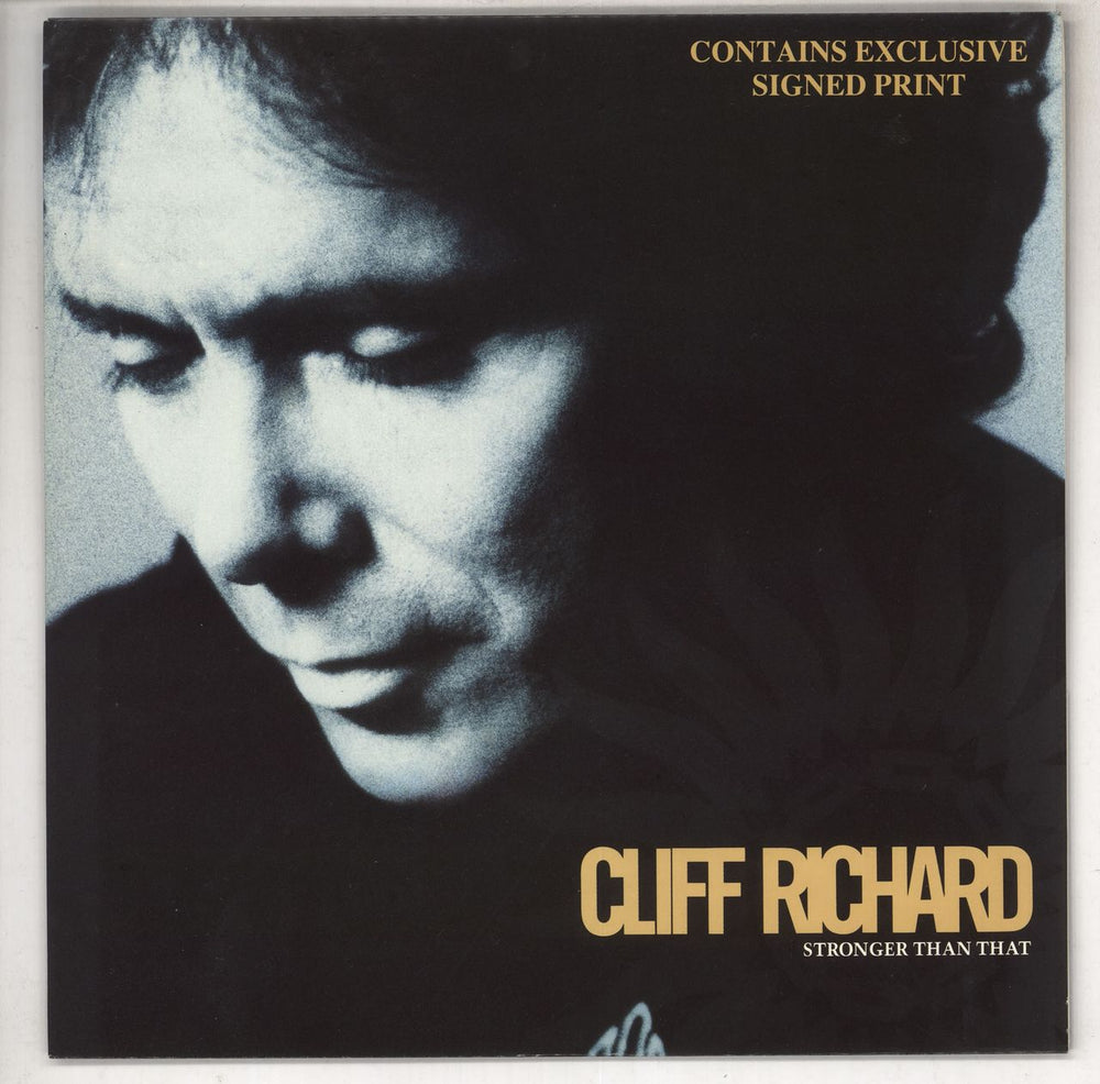 Cliff Richard Stronger Than That + Signed Print UK 12" vinyl single (12 inch record / Maxi-single) 12EMP129