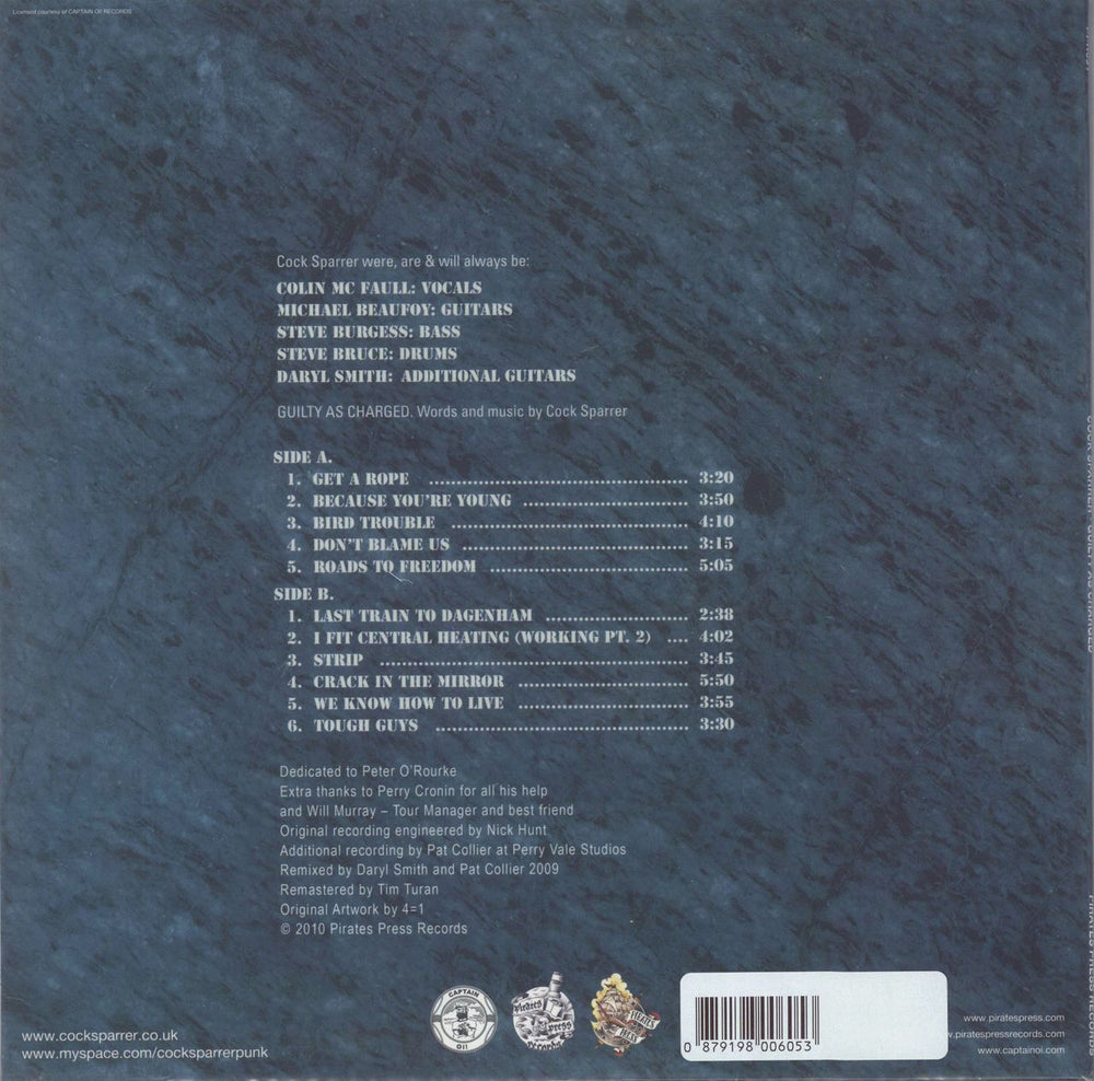 Cock Sparrer Guilty As Charged - Clear White Blue US vinyl LP album (LP record) 879198006053