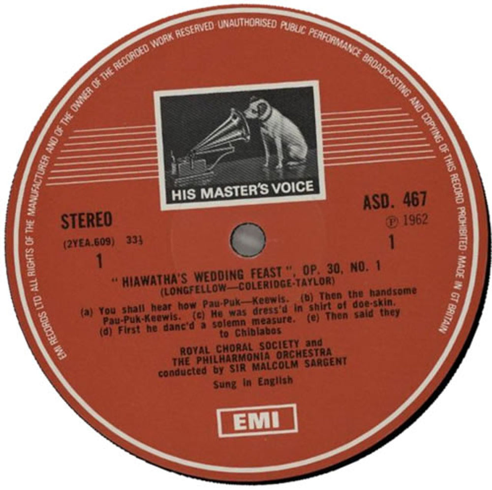 Coleridge-Taylor Hiawatha's Wedding Feast - P.Stamp UK vinyl LP album (LP record) CV5LPHI585784