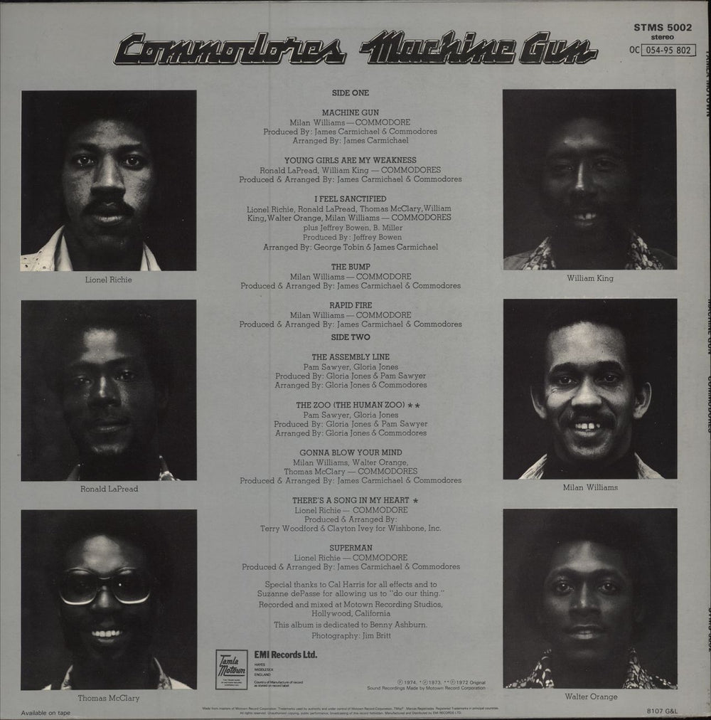 Commodores Machine Gun UK vinyl LP album (LP record)