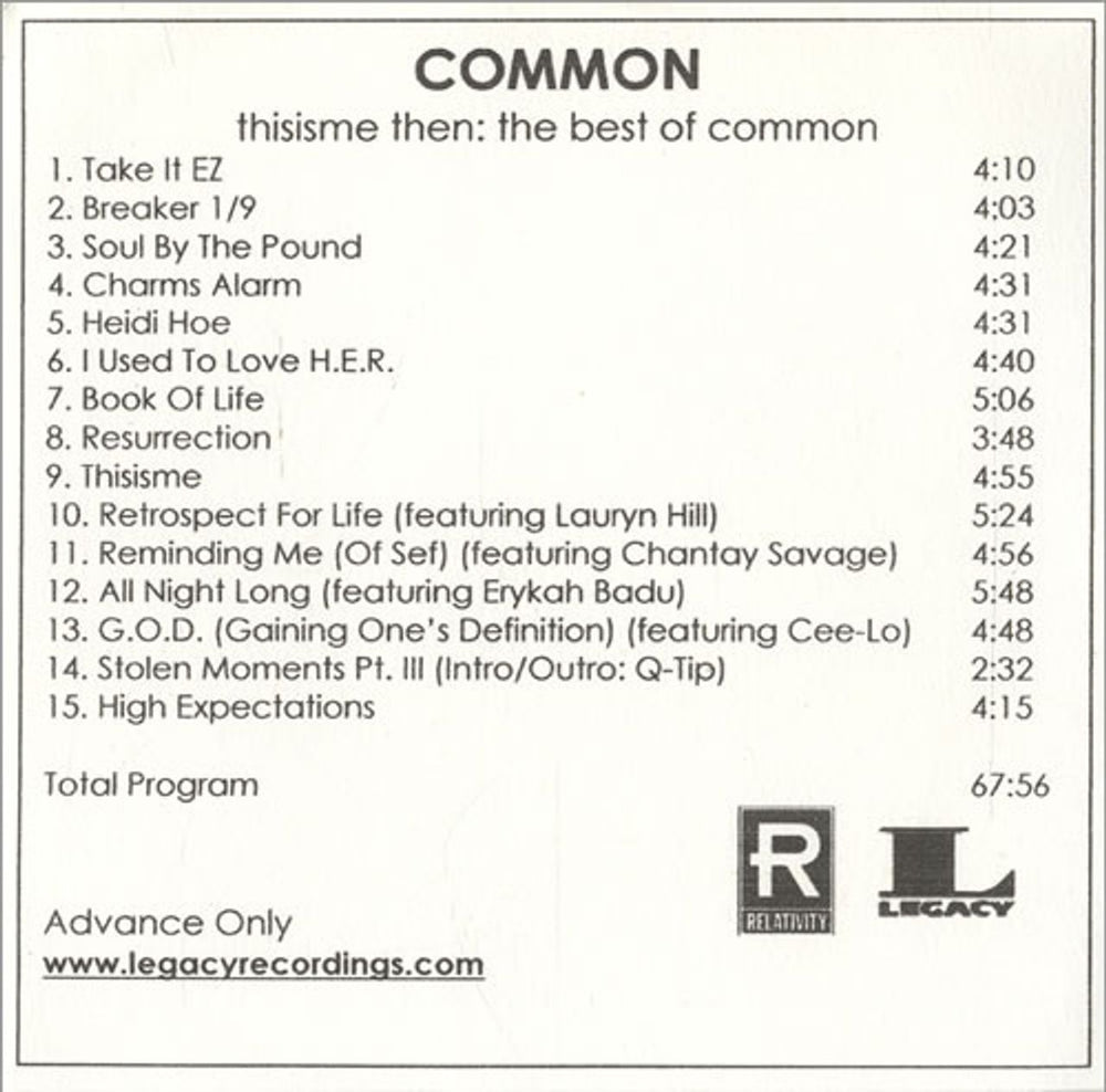 Common This Is Me Then: The Best Of Common US Promo CD-R acetate CD-R/DVD-R ACETATE SET