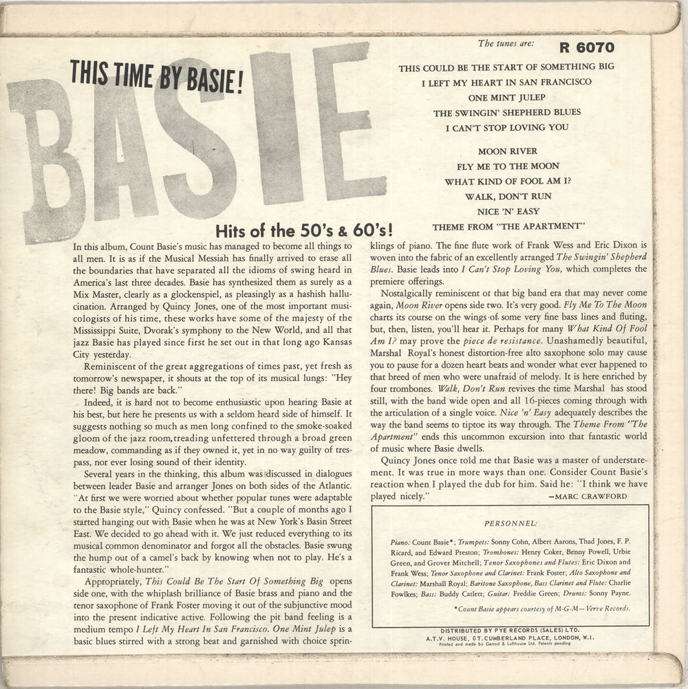 Count Basie This Time By Basie! UK vinyl LP album (LP record)