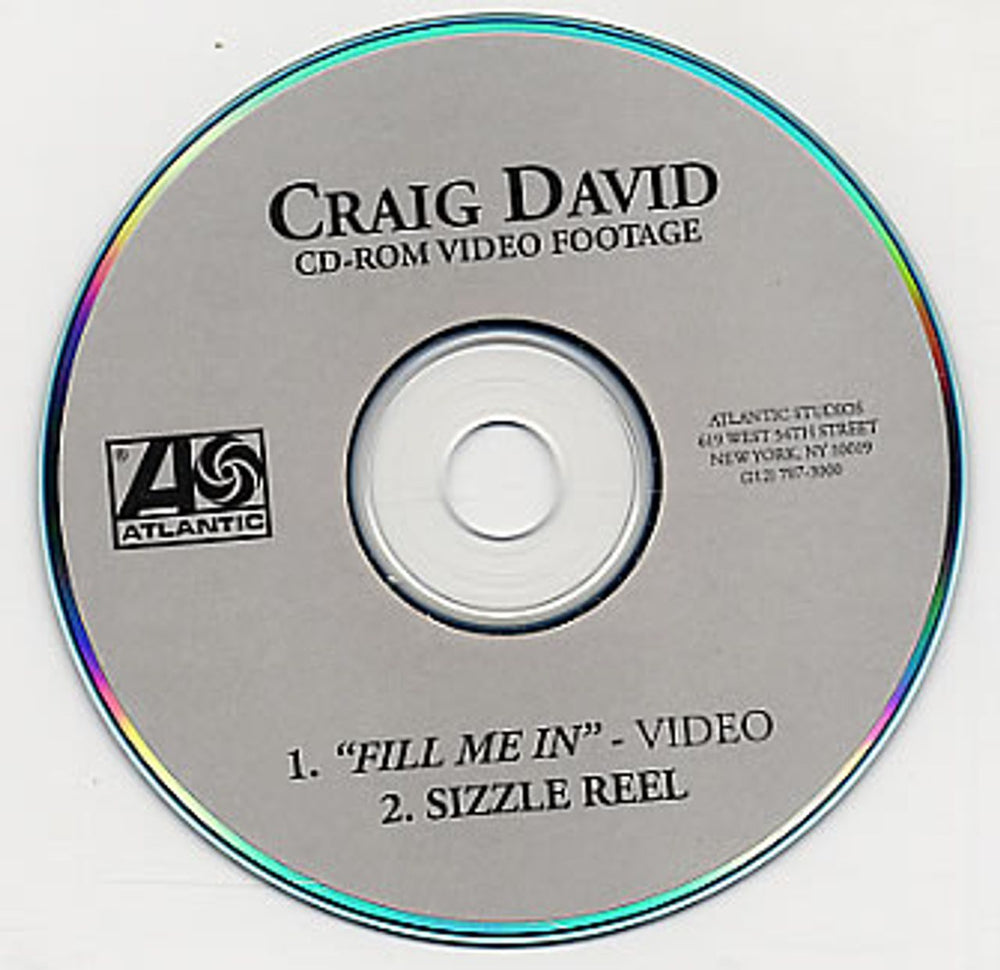 Craig David Fill Me In US Promo CD-ROM CD-ROM FOOTAGE