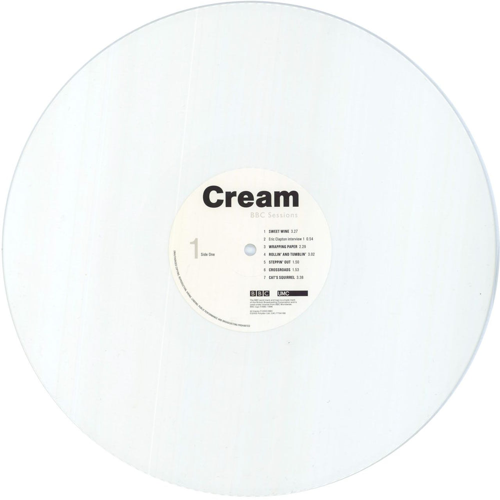 Cream BBC Sessions - White & Cream Vinyl + Numbered UK 2-LP vinyl record set (Double LP Album) CRM2LBB800673