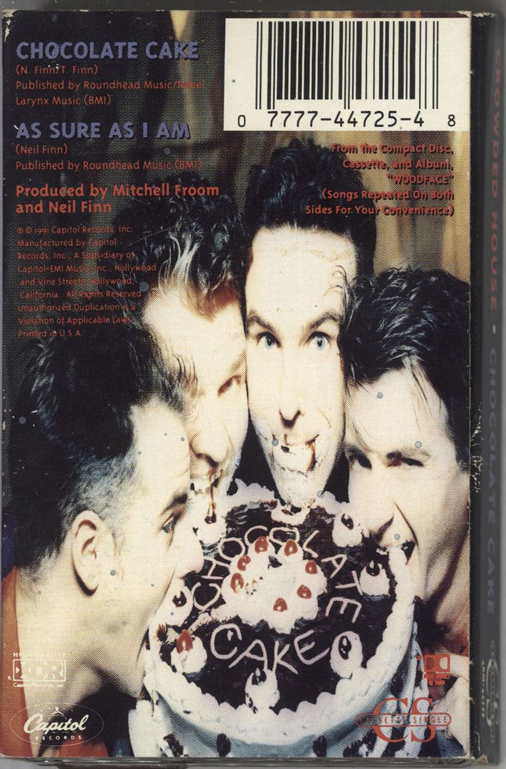 Crowded House Chocolate Cake US cassette single CRDCSCH347247