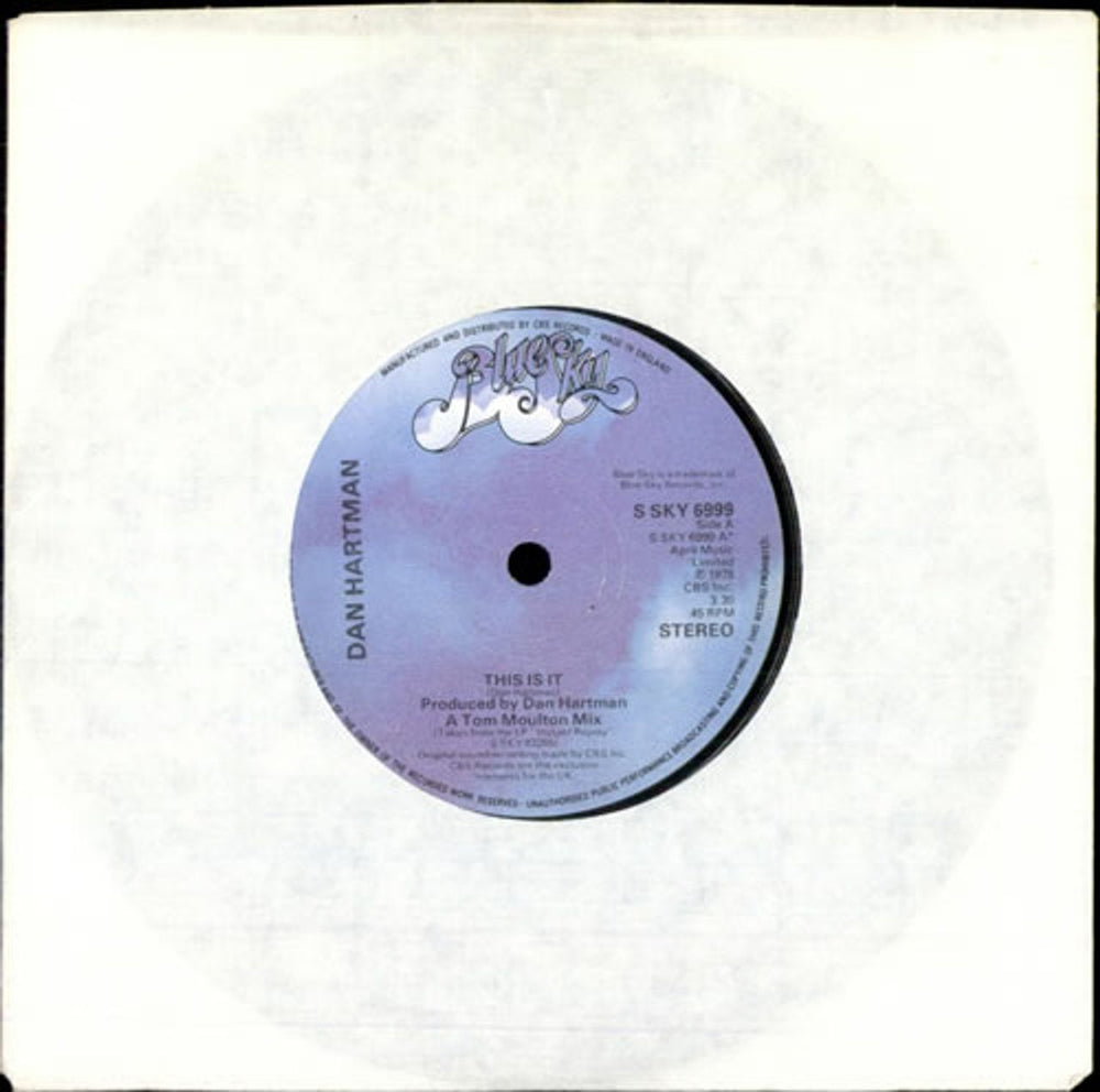 Dan Hartman This Is It UK 7" vinyl single (7 inch record / 45) SSKY6999