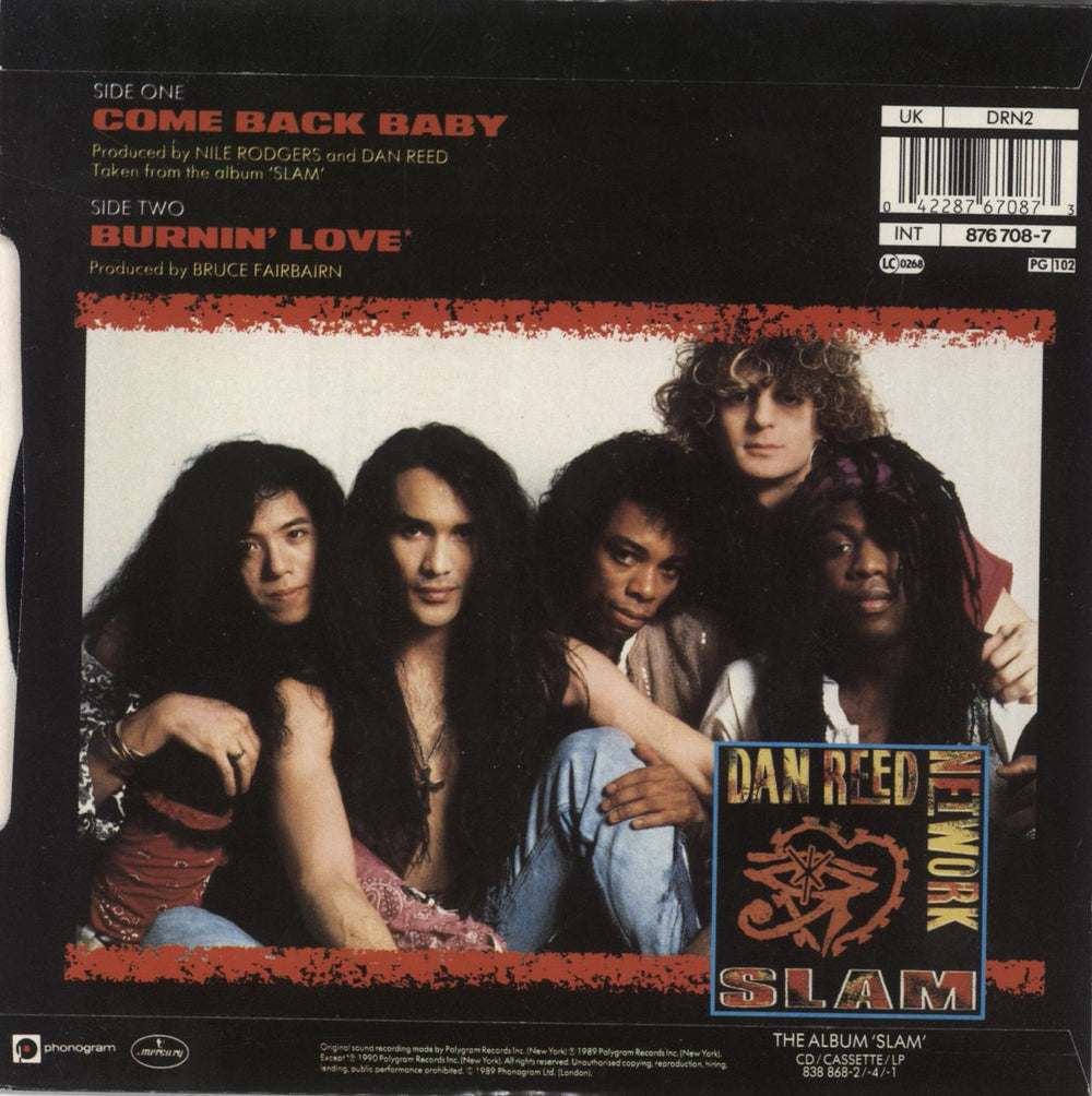 Dan Reed Network Come Back Baby UK 7" vinyl single (7 inch record / 45) 042287670873