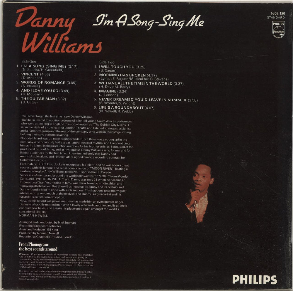 Danny Williams I'm A Song - Sing Me UK vinyl LP album (LP record)