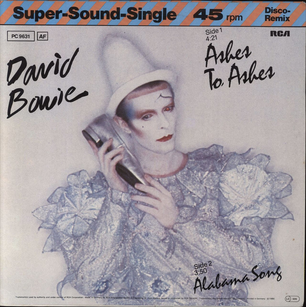 David Bowie Ashes To Ashes - Orange Label - EX German 12" vinyl single (12 inch record / Maxi-single)