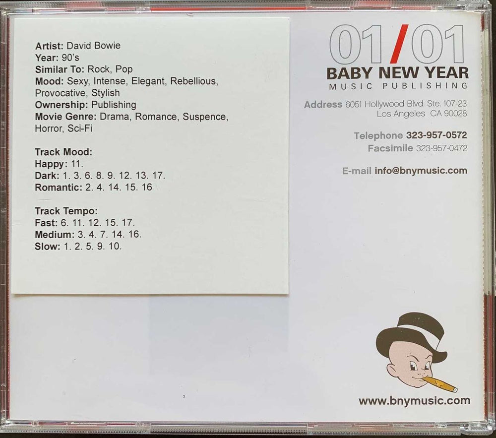 David Bowie Baby New Year Music Publishing US Promo CD album (CDLP)