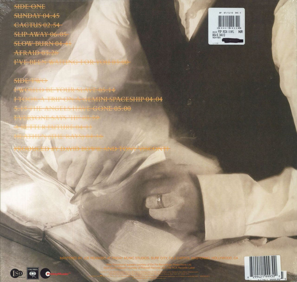 David Bowie Heathen - 180gram Black, White & Gray Vinyl - Sealed US vinyl LP album (LP record) 829421999300