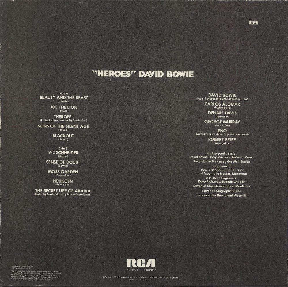 David Bowie Heroes Italian vinyl LP album (LP record)