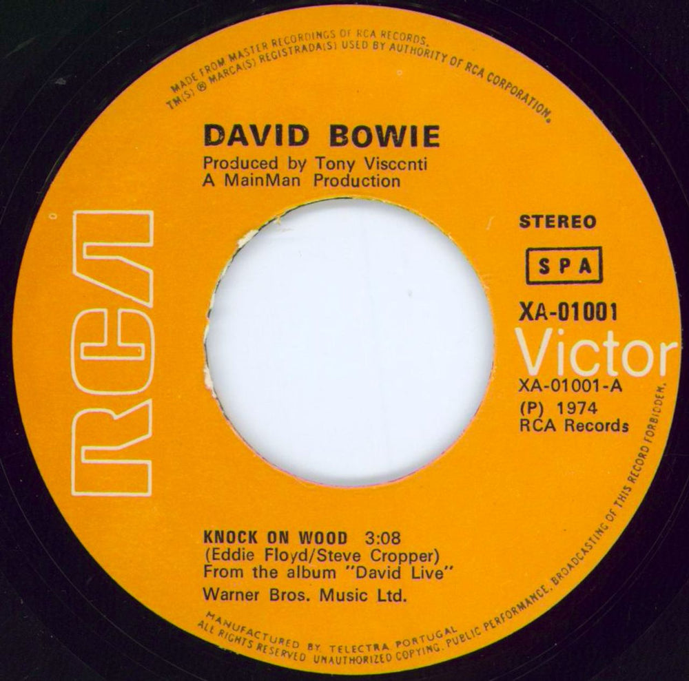 David Bowie Knock On Wood - Post 1977 'SPA' issue Portugese 7" vinyl single (7 inch record / 45) BOW07KN775160