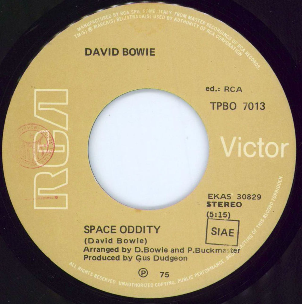 David Bowie Space Oddity Italian 7" vinyl single (7 inch record / 45) BOW07SP170885