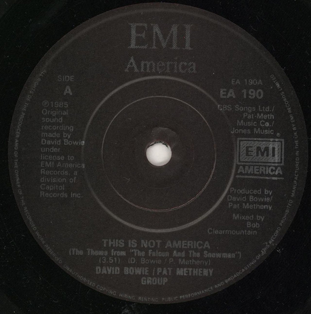 David Bowie This Is Not America - Factory Sample UK Promo 7" vinyl single (7 inch record / 45) BOW07TH739805